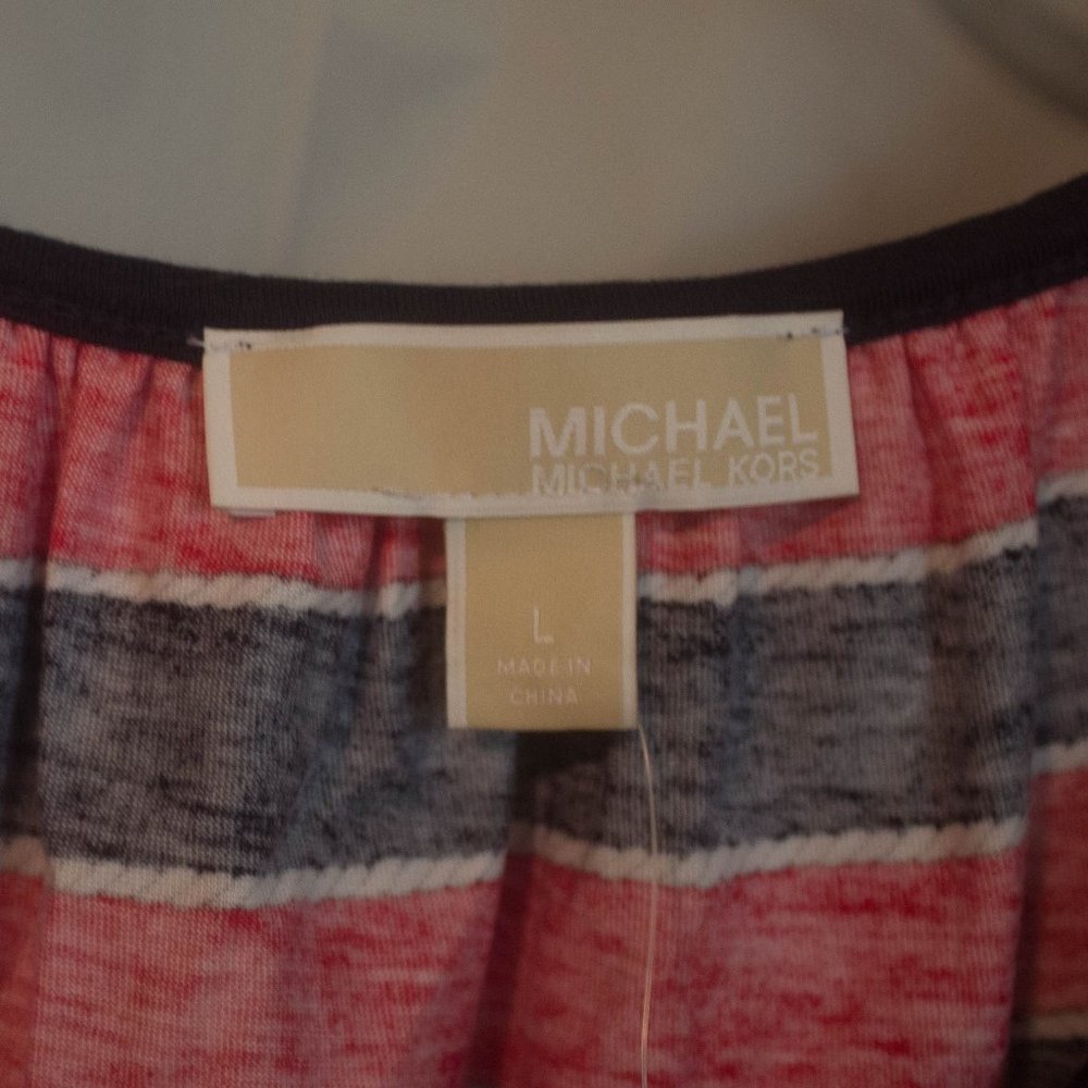 Michael Kors Red & Blue Strip 3/4 bell sleeve top